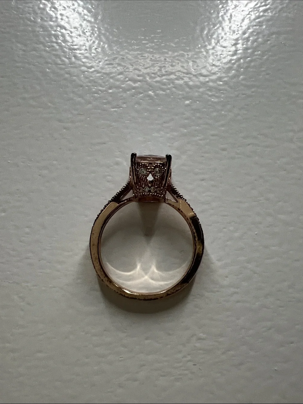 Macy's Rose Gold-Tone Ring with Clear Cushion Stone